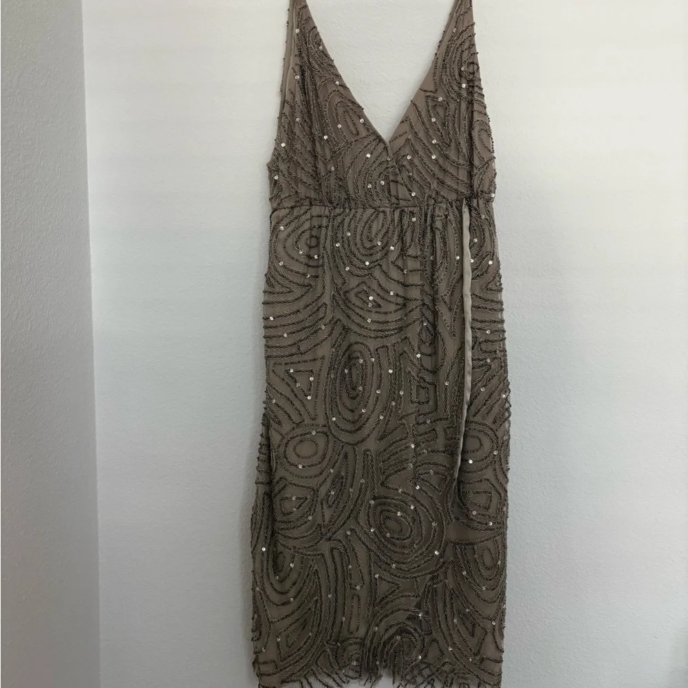 Alice + Olivia Tan Beaded Mini Dress cocktail size xs - Picture 3 of 9
